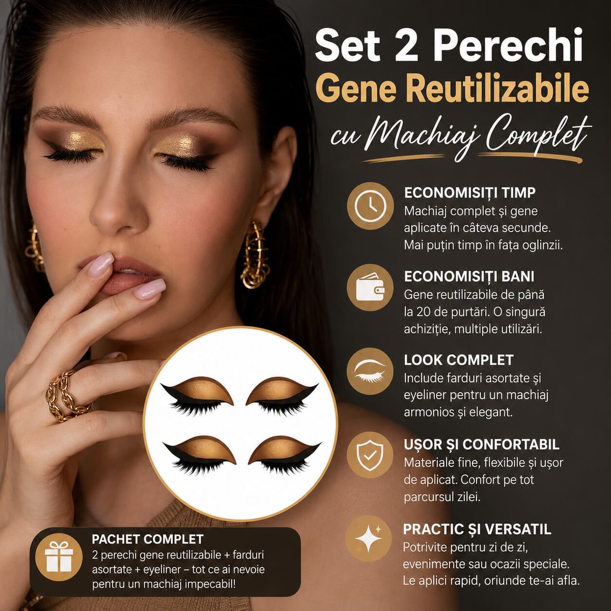 Set 2 Perechi Gene Reutilizabile cu Machiaj Complet 5