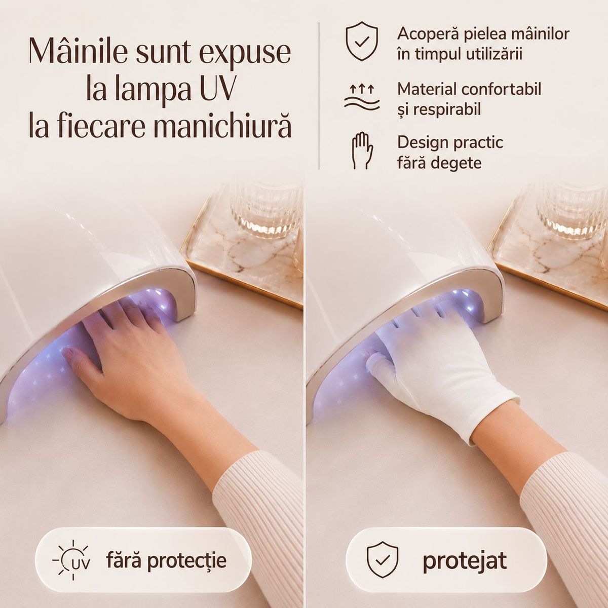 AJUTĂ LA PROTEJAREA MÂINILOR ÎN TIMPUL MANICHIURII