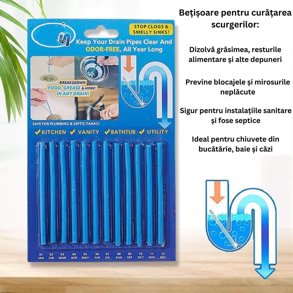 Set 12 Betisoare pentru Desfundare Scurgere 2