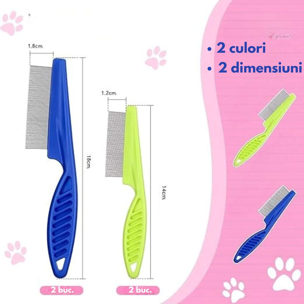 Set 4 Pieptene Antipurici pentru Caini si Pisici 2